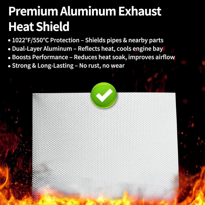 AggSound Exhaust Heat Shield Automotive 16"x13" 2 Pack, Embossed Aluminum Heat Shield Kit with Stainless Steel Zip Ties Cable Metal for Car Muffler Exhaust Wrap Heat Pipe High Temp Thermal Barrier - Image 3